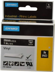 Dymo - 1" Wide x 216" Long, Black Vinyl Label Printer Cartridge - For RHINO 6000, 6500 - Industrial Tool & Supply