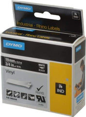 Dymo - 3/4" Wide x 216" Long, Black Vinyl Label Printer Cartridge - For RHINO 4200, 5200, 6000, 6500 - Industrial Tool & Supply