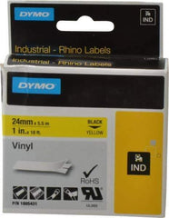 Dymo - 1" Wide x 216" Long, Yellow Vinyl Label Printer Cartridge - For RHINO 6000, 6500 - Industrial Tool & Supply