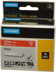Dymo - 3/4" Wide x 216" Long, Red Vinyl Label Printer Cartridge - For RHINO 4200, 5200, 6000, 6500 - Industrial Tool & Supply