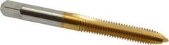 Cleveland - M6x1.00, 2 Flute, TiN Finish, High Speed Steel Spiral Point Tap - Plug Chamfer, Right Hand Thread, 0.63" Thread Length, 2B Class of Fit, Series 1011TN - Exact Industrial Supply
