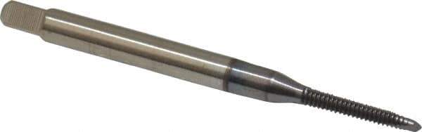 Cleveland - #2-56, 2 Flute, TiCN Finish, High Speed Steel Spiral Point Tap - Plug Chamfer, Right Hand Thread, 0.44" Thread Length, 2B Class of Fit, Series 1011TICN - Exact Industrial Supply