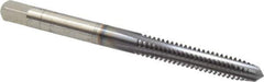 Cleveland - #10-24 UNC 2B 4 Flute TiCN Finish High Speed Steel Straight Flute Standard Hand Tap - Plug, Right Hand Thread, 1/2" Thread Length, H3 Limit, Oversize - Exact Industrial Supply
