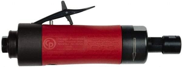 Chicago Pneumatic - 1/4" Collet, Straight Handle, Straight Air Die Grinder - 18,000 RPM, Rear Exhaust, 27.55 CFM, 0.7 hp, 6.21 bar, 1/4 NPT - Industrial Tool & Supply