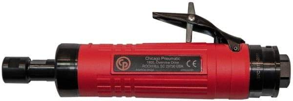 Chicago Pneumatic - 1/4" Collet, Straight Handle, Straight Air Die Grinder - 24,000 RPM, Rear Exhaust, 31.79 CFM, 0.8 hp, 6.21 bar, 3/8 BSP - Industrial Tool & Supply