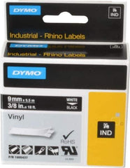 Dymo - 3/8" Wide x 216" Long, Black Vinyl Label Printer Cartridge - For RHINO 1000, 3000, 4200, 5000, 5200,6000, 6500 - Industrial Tool & Supply
