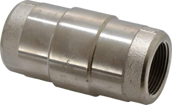 Strataflo - 1-1/4" Nickel Plated Brass Check Valve - Inline, FNPT x FNPT, 400 WOG - Industrial Tool & Supply