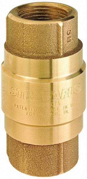 Strataflo - 1-1/4" Brass Check Valve - Inline, FNPT x FNPT, 200 WOG - Industrial Tool & Supply