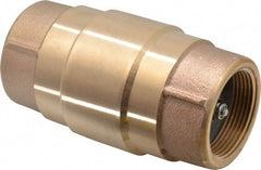 Strataflo - 1-1/2" Brass Check Valve - Inline, FNPT x FNPT, 200 WOG - Industrial Tool & Supply