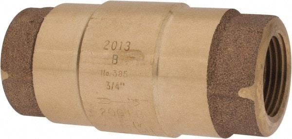 Strataflo - 3/4" Brass Check Valve - Inline, FNPT x FNPT, 200 WOG - Industrial Tool & Supply