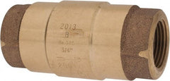 Strataflo - 3/4" Brass Check Valve - Inline, FNPT x FNPT, 200 WOG - Industrial Tool & Supply