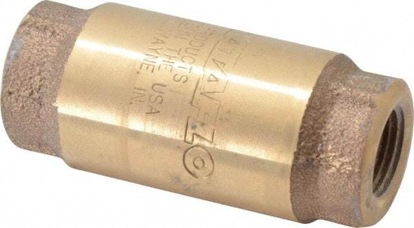 Strataflo - 3/8" Brass Check Valve - Inline, FNPT x FNPT, 400 WOG - Industrial Tool & Supply