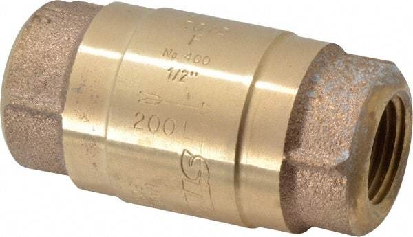 Strataflo - 1/2" Brass Check Valve - Inline, FNPT x FNPT, 400 WOG - Industrial Tool & Supply