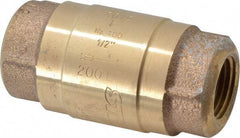 Strataflo - 1/2" Brass Check Valve - Inline, FNPT x FNPT, 400 WOG - Industrial Tool & Supply