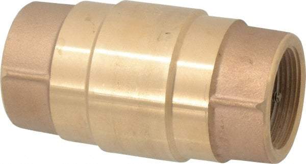 Strataflo - 1-1/2" Brass Check Valve - Inline, FNPT x FNPT, 400 WOG - Industrial Tool & Supply