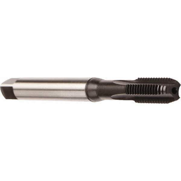 Emuge - M8x1.25 Metric Coarse 6HX 3 Flute Nitride Finish Cobalt Straight Flute Machine Tap - Modified Bottoming, Right Hand Thread, 90mm OAL, 20mm Thread Length, Oversize, Through Coolant - Exact Industrial Supply