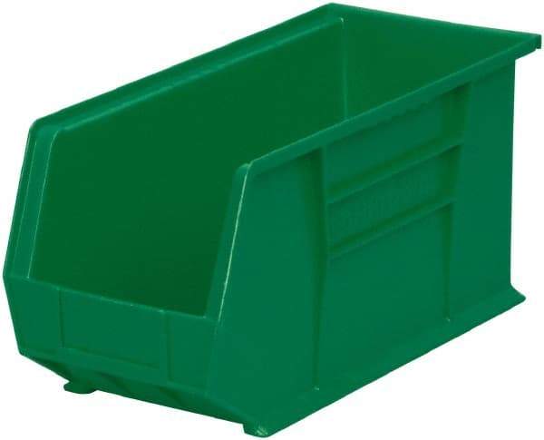 Akro-Mils - 60 Lb. Load Capacity, 18" Deep, Green Polymer Hopper Stacking Bin - 9" High x 8-1/4" Wide x 18" Long - Industrial Tool & Supply