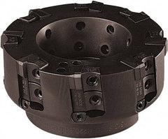 Seco - 6 Inserts, 4" Cut Diam, 1-1/2" Arbor Diam, 0.236" Max Depth of Cut, Indexable Square-Shoulder Face Mill - 90° Lead Angle, 2.48" High, TN.. 22 Insert Compatibility - Industrial Tool & Supply