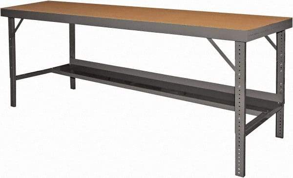 Durham - 120 Wide x 48" Deep x 26" High, Steel Workbench - Folding Legs, Gray - Industrial Tool & Supply