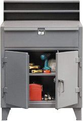 Strong Hold - 1 Drawer Shop Desk - 36 Inch Wide x 28 Inch Deep x 54 Inch High, Dark Gray - Industrial Tool & Supply