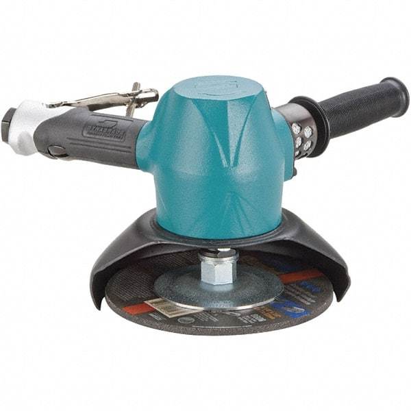 Dynabrade - 7" Wheel Diam, 6,000 RPM, Pneumatic Angle & Disc Grinder - 5/8-11 Spindle, 89 CFM, Rear Exhaust - Industrial Tool & Supply