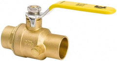 Value Collection - 3/4" Pipe, Full Port, Brass Side Drain Ball Valve - Inline - Two Way Flow, C x C Ends, Lever Handle, 500 WOG, 150 WSP - Industrial Tool & Supply
