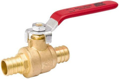 Value Collection - 1/2" Pipe, Full Port, Brass Standard Ball Valve - Inline - Two Way Flow, Pex Ends, Lever Handle, 600 WOG, 150 WSP - Industrial Tool & Supply