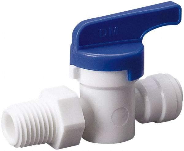 Value Collection - 3/8 x 3/8" Pipe, Full Port, Polysulfone Standard Ball Valve - Inline - Two Way Flow, Push Fit Ends, Lever Handle, 250 WOG, 200 WSP - Industrial Tool & Supply