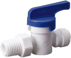 Value Collection - 3/8 x 3/8" Pipe, Full Port, Polysulfone Standard Ball Valve - Inline - Two Way Flow, Push Fit Ends, Lever Handle, 250 WOG, 200 WSP - Industrial Tool & Supply