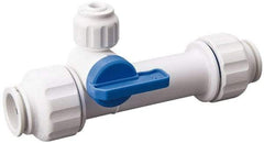 Value Collection - 3/4 x 1/4" Pipe, Full Port, Polysulfone Standard Ball Valve - Inline - Two Way Flow, Push Fit Ends, Lever Handle, 250 WOG, 200 WSP - Industrial Tool & Supply