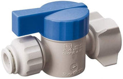 Value Collection - 1/4 x 1/2" Pipe, Full Port, Polysulfone Standard Ball Valve - Inline - Two Way Flow, Push Fit Ends, Lever Handle, 250 WOG, 200 WSP - Industrial Tool & Supply