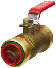 Value Collection - 1" Pipe, Full Port, Brass Standard Ball Valve - Inline - Two Way Flow, Push Fit Ends, Lever Handle, 200 WOG, 150 WSP - Industrial Tool & Supply