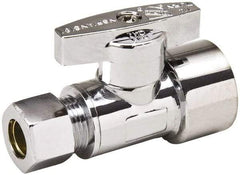 Value Collection - FIP 1/2 Inlet, 125 Max psi, Chrome Finish, Brass Water Supply Stop Valve - 3/8 Compression Outlet, Straight, Chrome Handle, For Use with Any Water Supply Shut Off Application - Industrial Tool & Supply