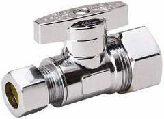 Value Collection - Compression 5/8 Inlet, 125 Max psi, Chrome Finish, Brass Water Supply Stop Valve - 3/8 Compression Outlet, Straight, Chrome Handle, For Use with Any Water Supply Shut Off Application - Industrial Tool & Supply