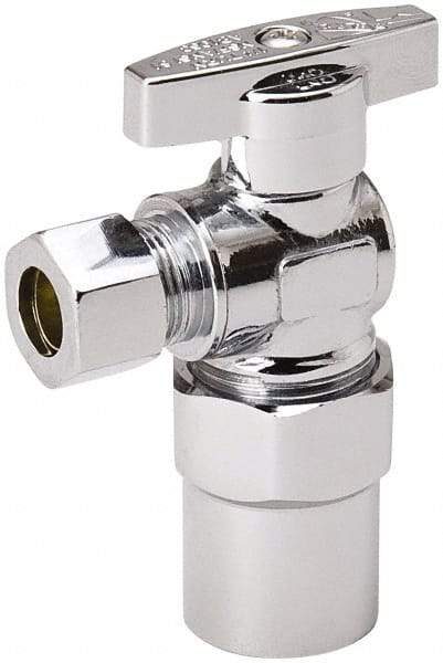 Value Collection - CPVC 1/2 Inlet, 125 Max psi, Chrome Finish, Brass Water Supply Stop Valve - 3/8 Compression Outlet, Angle, Chrome Handle, For Use with Any Water Supply Shut Off Application - Industrial Tool & Supply