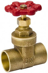Value Collection - 3/4" Pipe, Class 150, C x C Brass Wedge Compact Gate Valve - 200 WOG, 200 WSP, Screw Over Bonnet, For Use with Water, Oil & Gas - Industrial Tool & Supply