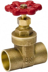 Value Collection - 1/2" Pipe, Class 150, C x C Brass Wedge Compact Gate Valve - 200 WOG, 200 WSP, Screw Over Bonnet, For Use with Water, Oil & Gas - Industrial Tool & Supply