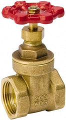 Value Collection - 1/2" Pipe, Class 150, IPS Brass Wedge Compact Gate Valve - 200 WOG, 200 WSP, Screw Over Bonnet, For Use with Water, Oil & Gas - Industrial Tool & Supply