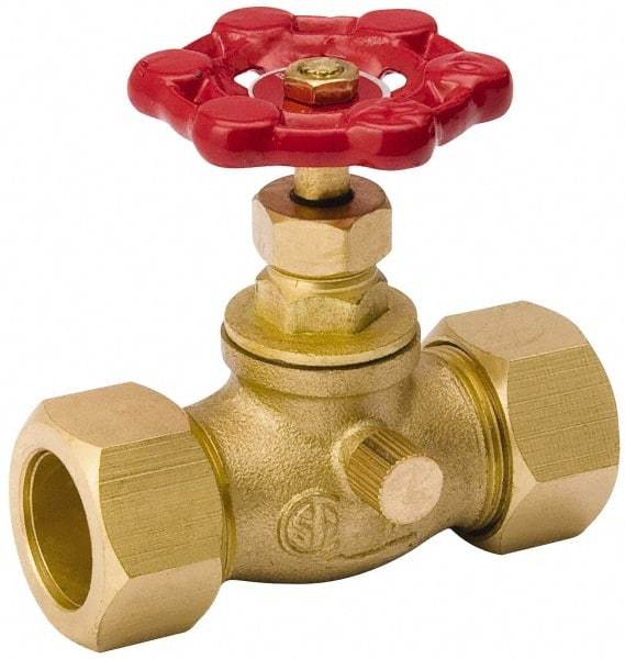 Value Collection - 3/4" Pipe, 125 psi WOG Rating, Brass Stop & Waste Valve - Lobe Type Handle, Comp End Connections, Use with Water, Oil, Air - Industrial Tool & Supply