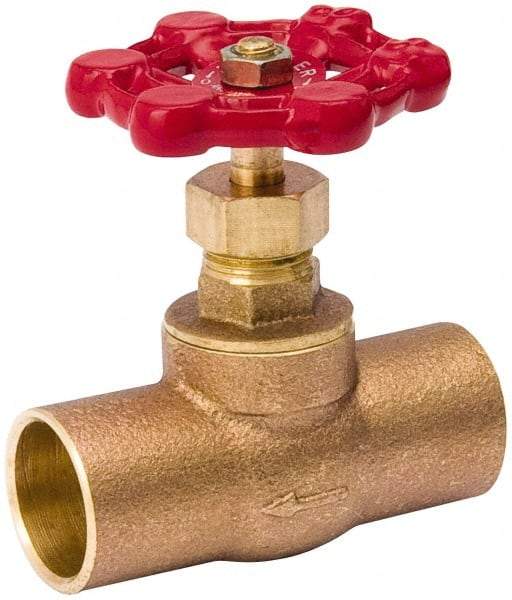 Value Collection - 3/4" Pipe, 125 psi WOG Rating, Brass, Stop Valve - Lobe Type Handle, C x C End Connections, Use with Water, Oil, Air - Industrial Tool & Supply