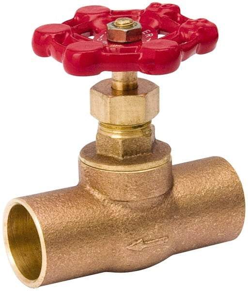Value Collection - 1/2" Pipe, 125 psi WOG Rating, Brass, Stop Valve - Lobe Type Handle, C x C End Connections, Use with Water, Oil, Air - Industrial Tool & Supply