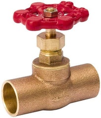 Value Collection - 1/2" Pipe, 125 psi WOG Rating, Brass, Stop Valve - Lobe Type Handle, C x C End Connections, Use with Water, Oil, Air - Industrial Tool & Supply