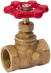 Value Collection - 1/2" Pipe, 125 psi WOG Rating, Brass Stop & Waste Valve - Lobe Type Handle, IPS End Connections, Use with Water, Oil, Air - Industrial Tool & Supply