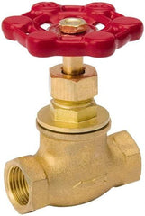 Value Collection - 3/4" Pipe, 125 psi WOG Rating, Brass, Stop Valve - Lobe Type Handle, IPS End Connections, Use with Water, Oil, Air - Industrial Tool & Supply