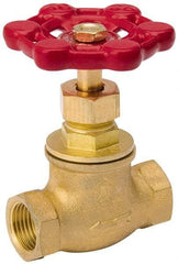 Value Collection - 1/2" Pipe, 125 psi WOG Rating, Brass, Stop Valve - Lobe Type Handle, IPS End Connections, Use with Water, Oil, Air - Industrial Tool & Supply