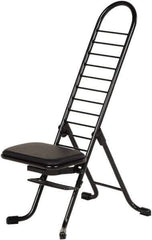 Vestil - 16-3/4" Wide x 21-1/4" Deep x 13" & 34" High, Steel Folding Chair with 1" Padded Seat - Black - Industrial Tool & Supply