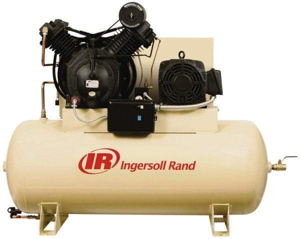 Ingersoll-Rand - 10 hp, 120 Gal Stationary Electric Horizontal Screw Air Compressor - Three Phase, 175 Max psi, 35 CFM, 460 Volt - Industrial Tool & Supply