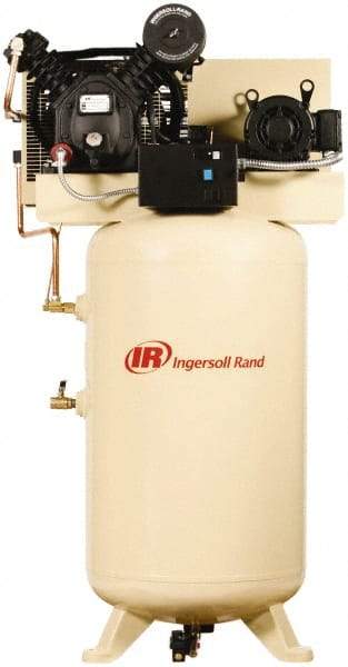 Ingersoll-Rand - 7.5 hp, 80 Gal Stationary Electric Vertical Air Compressor - Three Phase, 175 Max psi, 24 CFM, 230 Volt - Industrial Tool & Supply