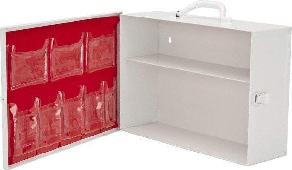 Medique - 15-1/4 Inch Wide x 4-3/4 Inch Deep x 10-1/4 Inch High, Fixed Industrial Empty First Aid Cabinet - Metal, Horizontal, 2 Shelves, White - Industrial Tool & Supply