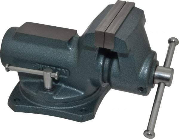 Wilton - 4" Jaw Width, 2-1/4" Opening Capacity, 2" Throat Depth, Steel Swivel Bench Vise - Bolt Down Base Attachment, 10.1" Long x 5.3" Wide x 5.3" High - Industrial Tool & Supply